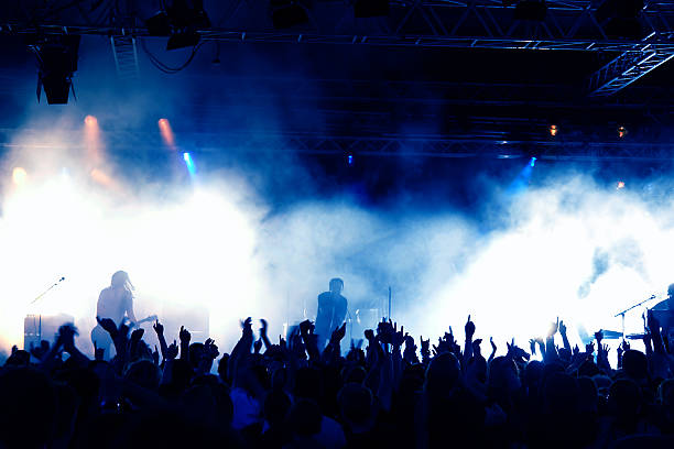 istock Silhouettes of crowd in a concert 144328674