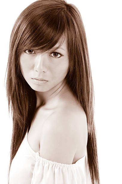 istock Asian teenaged beauty (BW) 144328691
