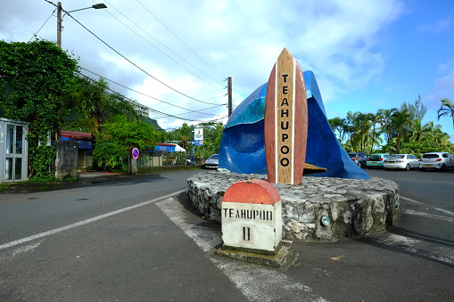Teahupoo, French Polynesia - November the 7th 2022: the milestone of Teahupoo.