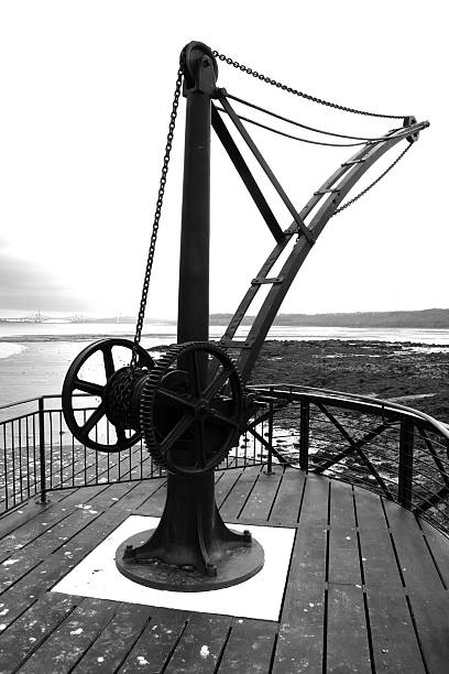 Mechanical Winch on Pier stock photo