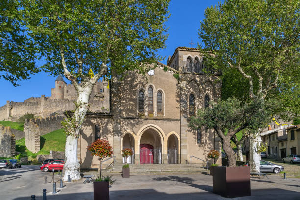 Saint Gimer Church, Carcassonne, France stock photo