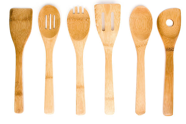 spatulas - flatware silverware in a row eating utensil stock-fotos und bilder
