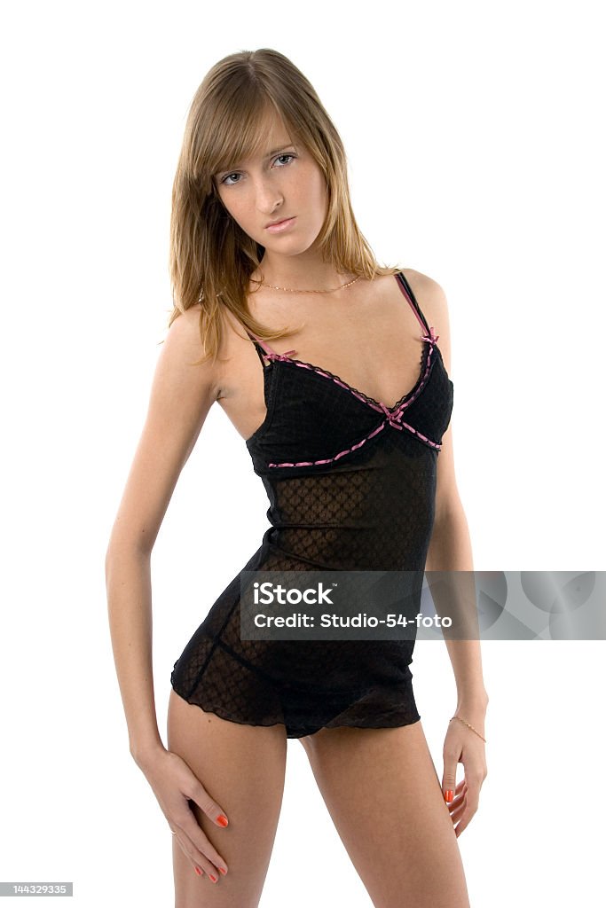 Ragazza in lingerie nera - Foto stock royalty-free di Abbigliamento intimo