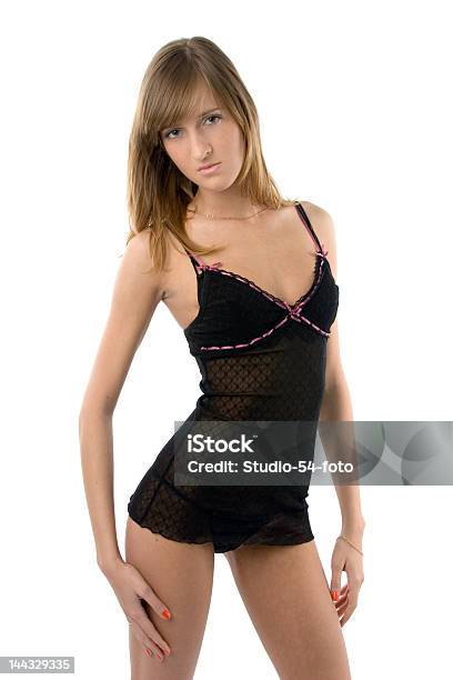 Ragazza In Lingerie Nera - Fotografie stock e altre immagini di Abbigliamento intimo - Abbigliamento intimo, Adulto, Bellezza