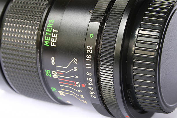 camera lens - side closeup stock photo