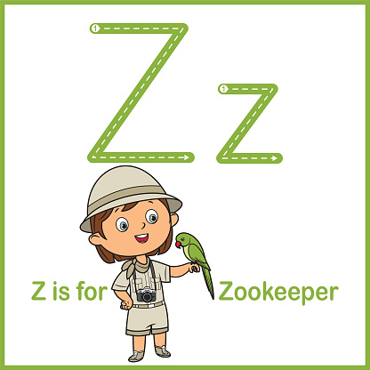 Flashcard letter Z is for Zookeeper vector Illustration