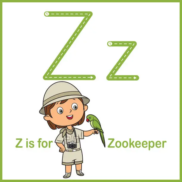 Vector illustration of Flashcard letter Z is for Zookeeper vector Illustration