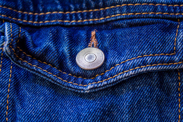 istock Top view of blue denim jacket pocket 1443296766