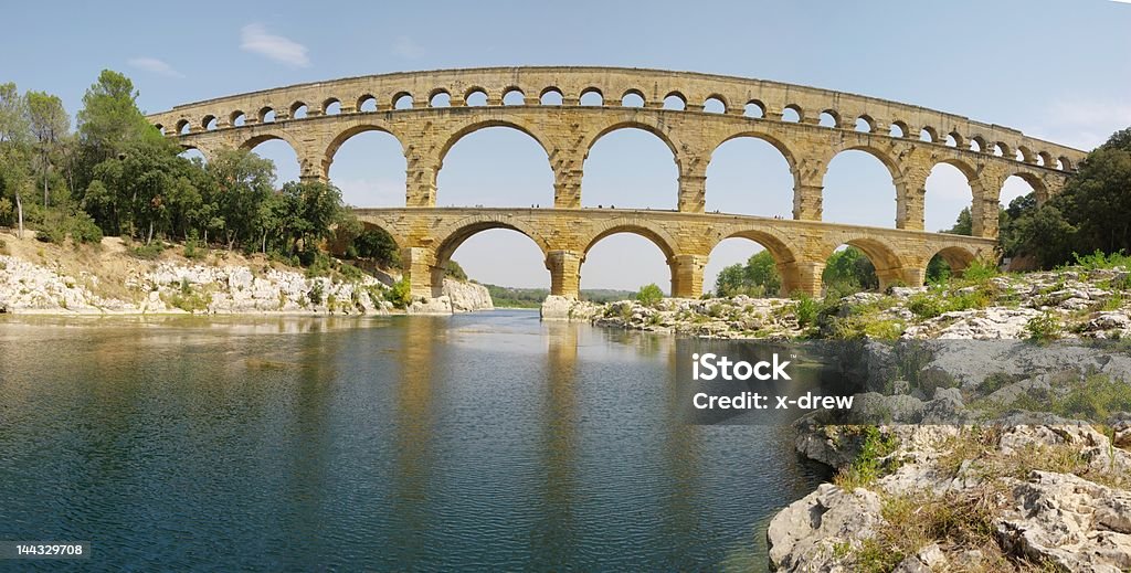 Panorâmica Ponte Gard vista, XXL - Royalty-free Antigo Foto de stock