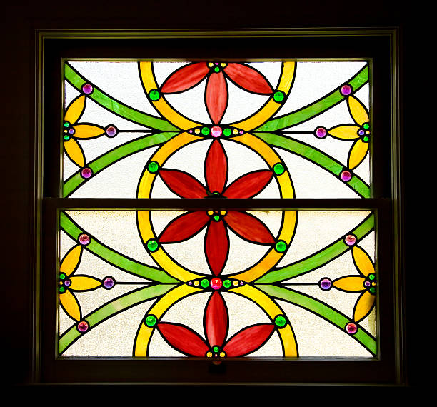 istock Stained Glass Window of Stylized Flowers 144329930