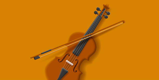 istock A violin with bow music instrument vector illustration, realistic cartoon style 1443299466