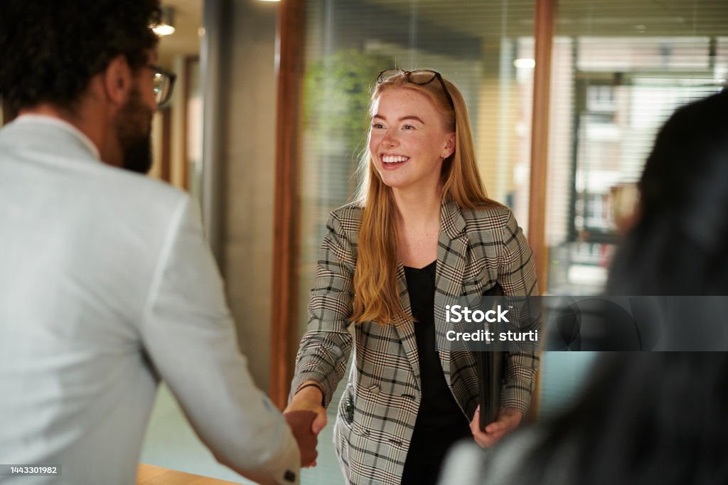 first impressions young graduate keen to impress at her first interview Trainee Stock Photo