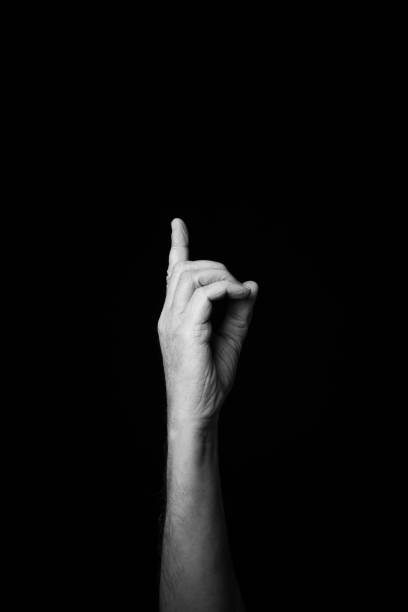istock Hand demonstrating the French sign language letter 'D' with copy space (langue des signes française) 1443303272