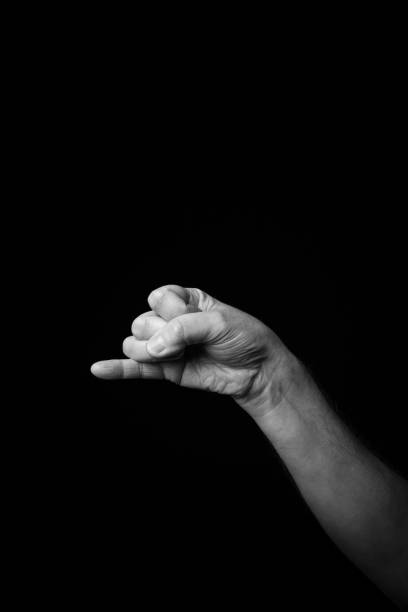istock Hand demonstrating the French sign language letter 'I' with copy space (langue des signes française) 1443303576
