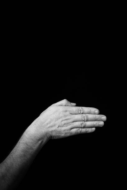 istock Hand demonstrating the French sign language letter 'M' with copy space (langue des signes française) 1443303819