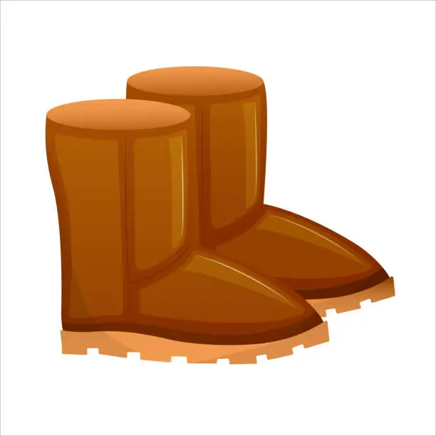 Vector illustration of Winter warm ugg boots. Isolated vector illustration.