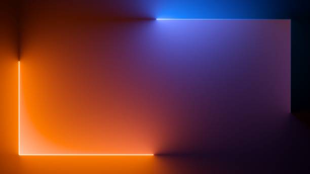 istock 3d render, abstract colorful neon background with red blue gradient. Simple geometric shape, blank rectangular banner 1443309368