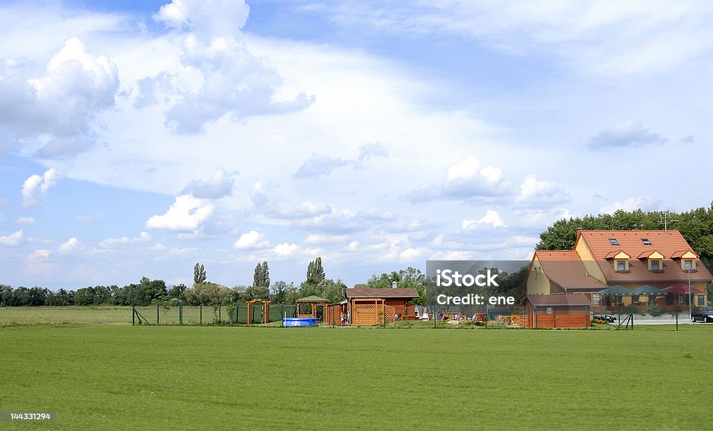 rural landscape rural landscape showing a restaurant in vienna prague highway Agricultural Field Stock Photo