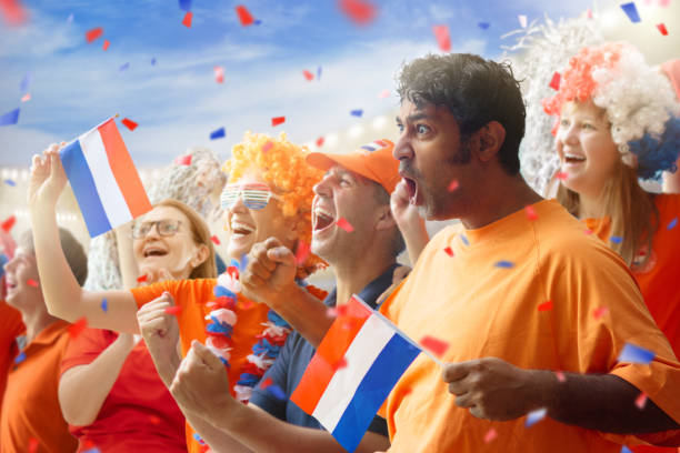 istock Netherlands football team supporter on stadium. 1443313229