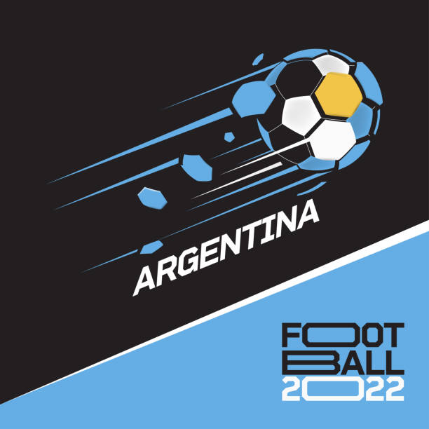 fußball-pokal-turnier 2022 . moderner fußball mit argentinischem flaggenmuster - argentina qatar stock-grafiken, -clipart, -cartoons und -symbole