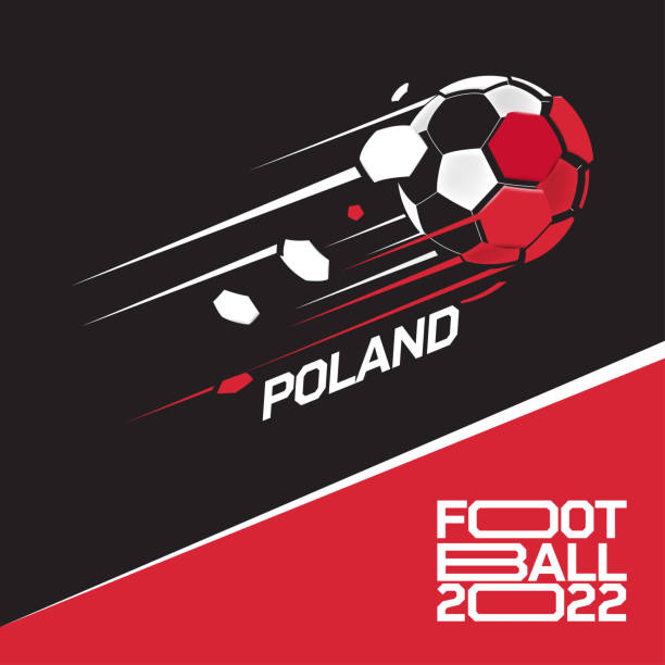 turniej pucharowy w piłce nożnej 2022 . nowoczesny futbol z wzorem flagi polski - qatar senegal stock illustrations