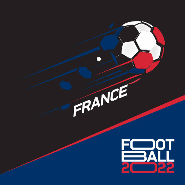 turniej pucharowy w piłce nożnej 2022 . nowoczesna piłka nożna z wzorem flagi francji - qatar senegal stock illustrations