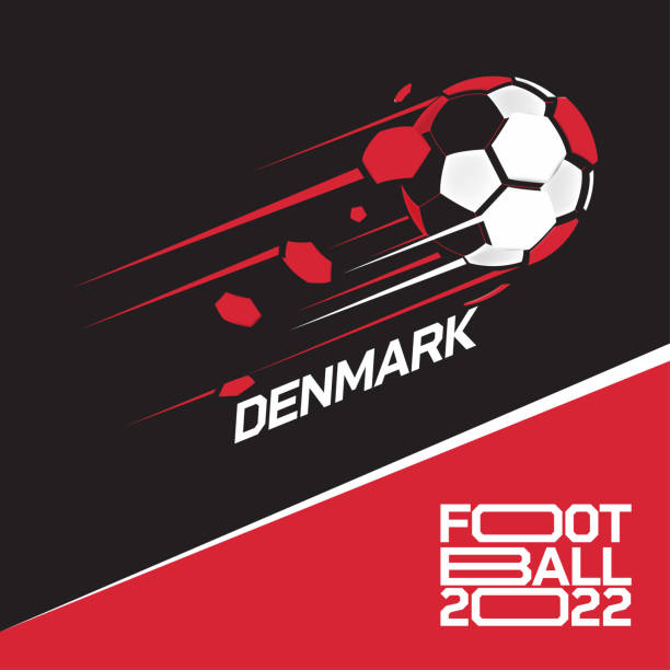 soccer cup tournament 2022 . modern football with denmark flag pattern - qatar senegal stock illustrations