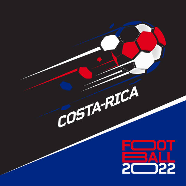 축구 컵 토너먼트 2022 . 코스타리카 국기 패턴으로 현대 축구 - qatar senegal stock illustrations