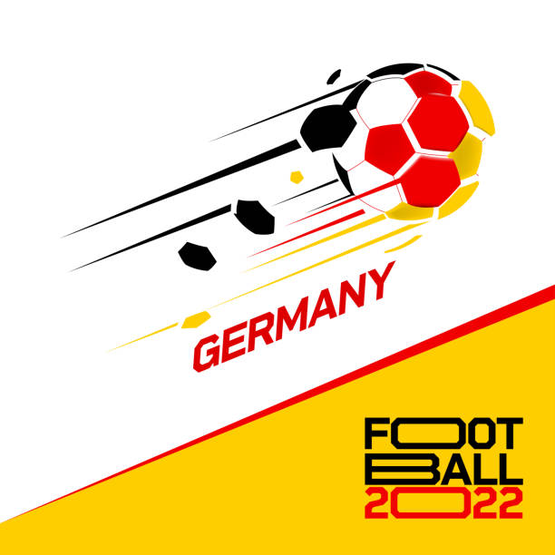 축구 컵 토너먼트 2022 . 독일 국기 패턴으로 현대 축구 - qatar senegal stock illustrations