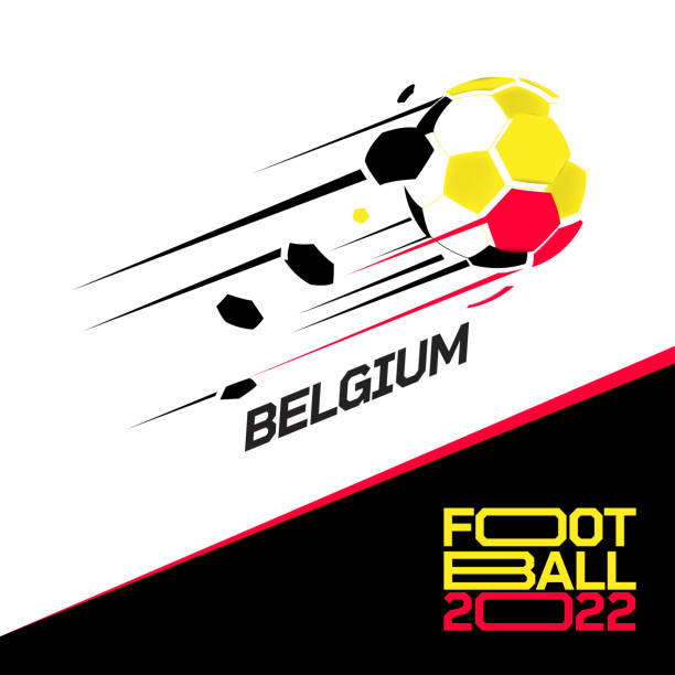 turniej pucharowy w piłce nożnej 2022 . nowoczesna piłka nożna z wzorem flagi belgii - qatar senegal stock illustrations