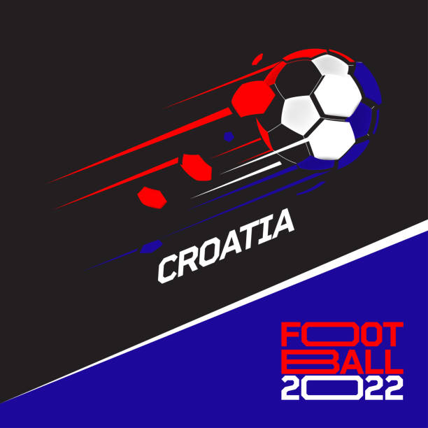 turniej pucharowy w piłce nożnej 2022 . nowoczesna piłka nożna z wzorem flagi chorwacji - qatar senegal stock illustrations