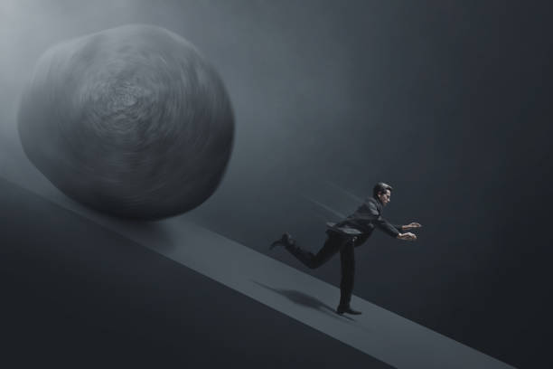 istock Business man escape 3d illustration 1443314313