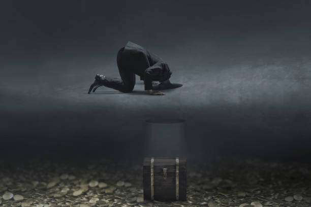 istock Business man searching treasure 3d illustration 1443314339
