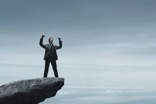 istock Business man on top 3d illustration 1443314349