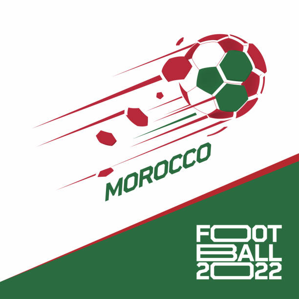 turniej pucharowy w piłce nożnej 2022 . nowoczesna piłka nożna z wzorem flagi maroka - qatar senegal stock illustrations