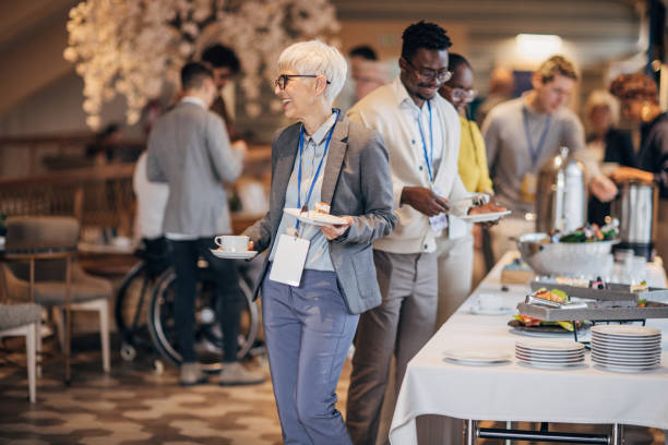 istock Business people at banquet 1443317001