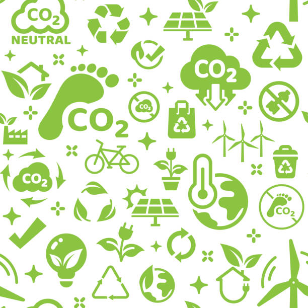 ilustraciones, imágenes clip art, dibujos animados e iconos de stock de medio ambiente y ecología patrón sin fisuras - sostenibilidad