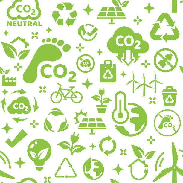 Environment and ecology seamless pattern Sustainable, renewable energy vector background print zero emission vehicle stock illustrations
