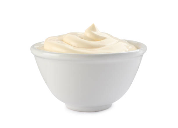 istock Bowl with tasty mayonnaise isolated on white 1443317160