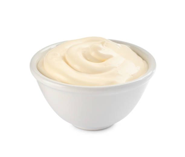 istock Bowl with tasty mayonnaise isolated on white 1443317170