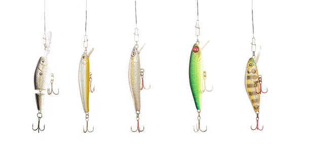 istock Fishing lures on a white background. 1443318028