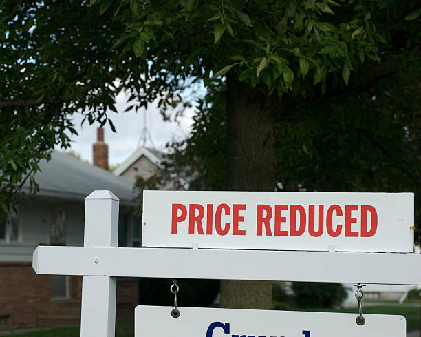 Real Estate Down Market: Price Reduced stock photo
