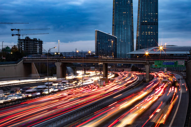 istock Light trails on highway in Istanbul 1443319143
