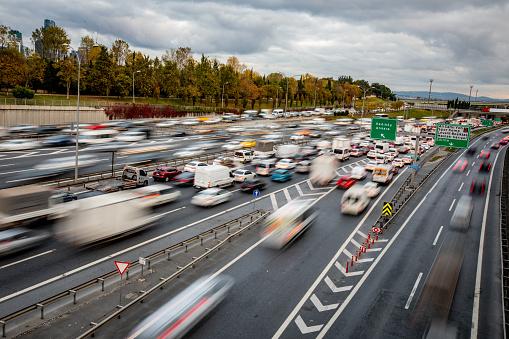 Fast moving traffic on the highway