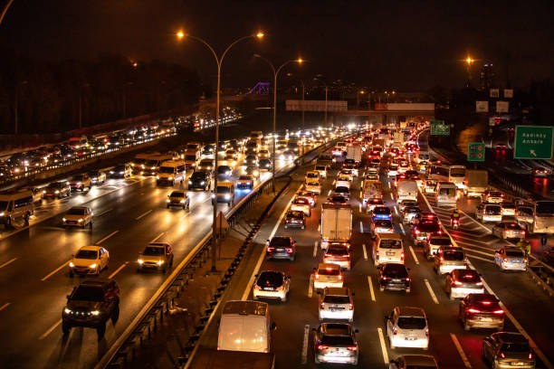istock Traffic on highway in Istanbul at night 1443319196
