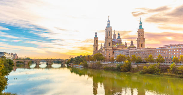 istock Saragossa panoramic city landscape view at sunset 1443320501