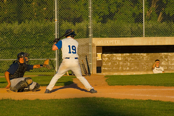 Baseball Player at bat stock photo