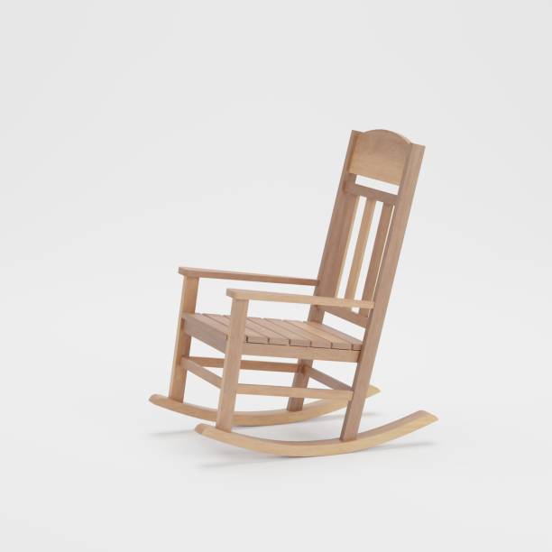 istock 3D rendering of an wood rocking chair. 1443320907