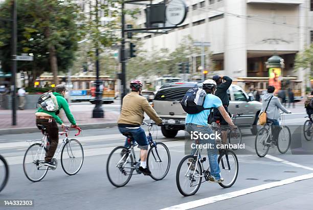 City Bikers In San Francisco Stock Photo - Download Image Now - Cycling, Bicycle, City