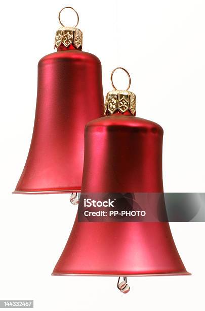 Two Christmas Bells On White Background Stock Photo - Download Image Now - Bell, Celebration, Celebration Event